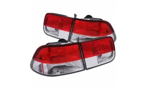 Honda Civic 1996-2002 задние фонари красный/прозрачный, коплект, ANZO USA — фото 1