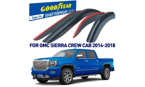 Дефлекторы боковых окон 2014-2018 GMC Sierra 1500 Crew Cab, накладные, GoodYear — фото 1