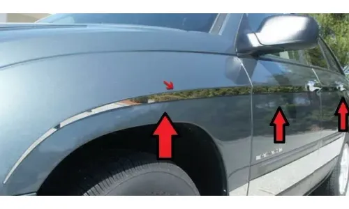 CHRYSLER PACIFICA 04-08 ПОЛИРОВАННЫЕ ХРОМИРОВАННЫЕ АКЦЕНТЫ БОКОВЫХ ДВЕРЕЙ ИЗ НЕРЖАВЕЮЩЕЙ СТАЛИ 12 ШТ. — фото 1