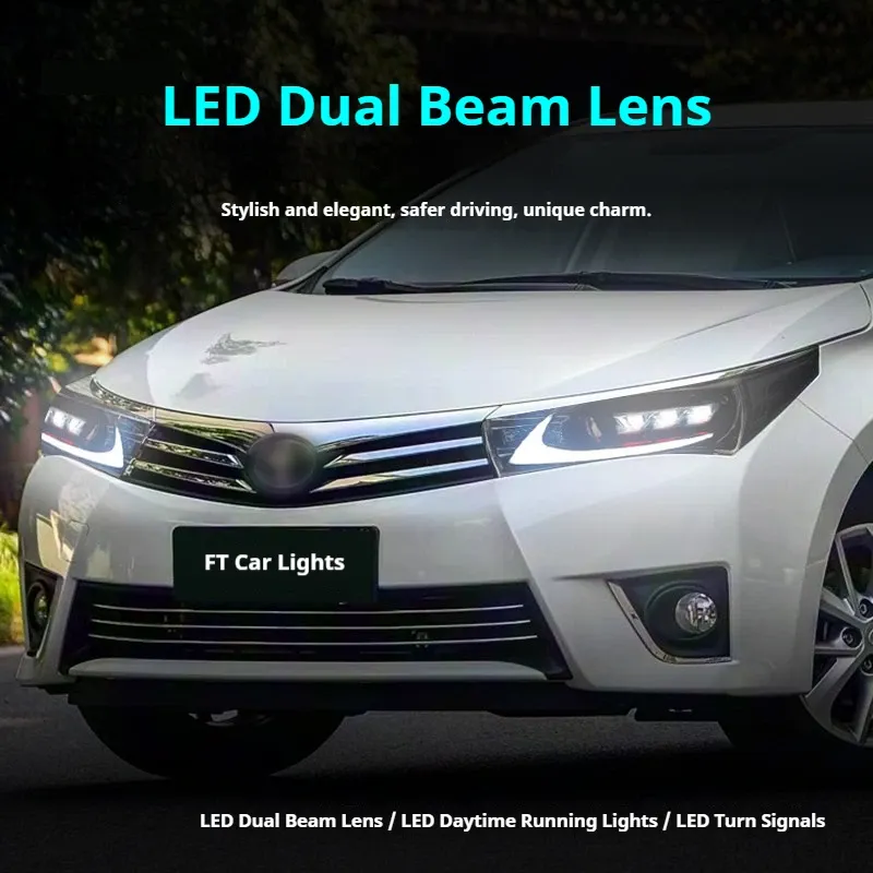 Фары передние LED с ходовыми огнями для Toyota Corolla (2014-2018), комплект, комплект, FT Carlight Carlight — фото 4