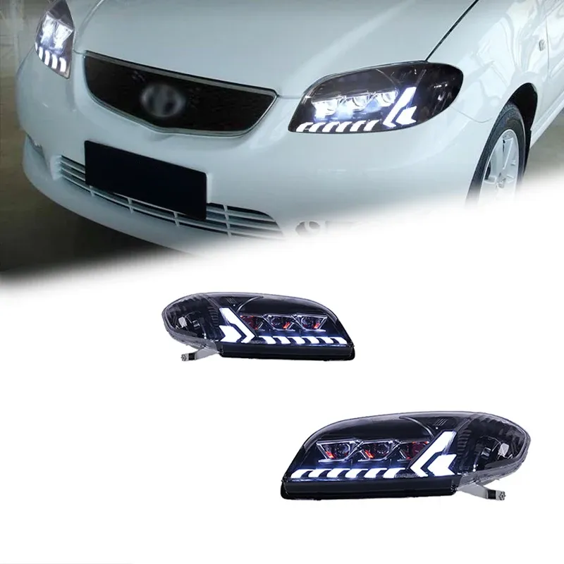 Фары передние LED с ходовыми огнями для Toyota Vios (2003-2004), комплект, комплект, FT Carlight Carlight — фото 1