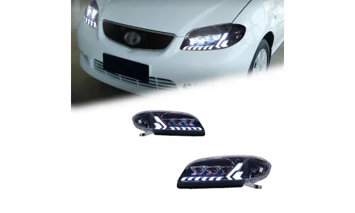 Фары передние LED с ходовыми огнями для Toyota Vios (2003-2004), комплект, комплект, FT Carlight Carlight — фото 1