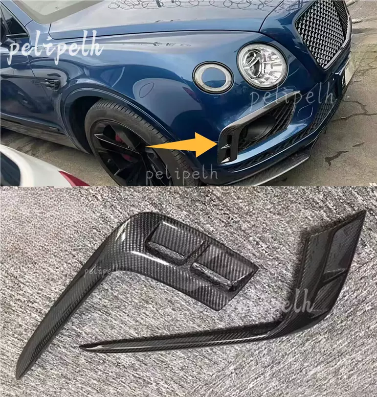 Real Carbon Fiber For Bentley Bentayga 2017-2020 Fog Lamp Eyebrow Spoiler Trim — фото 1