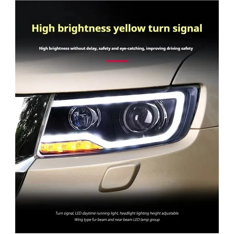 Фары передние LED с ходовыми огнями для Jeep Compass / Grand Cherokee (2011-2016), комплект, комплект, FT Carlight Carlight — фото 3