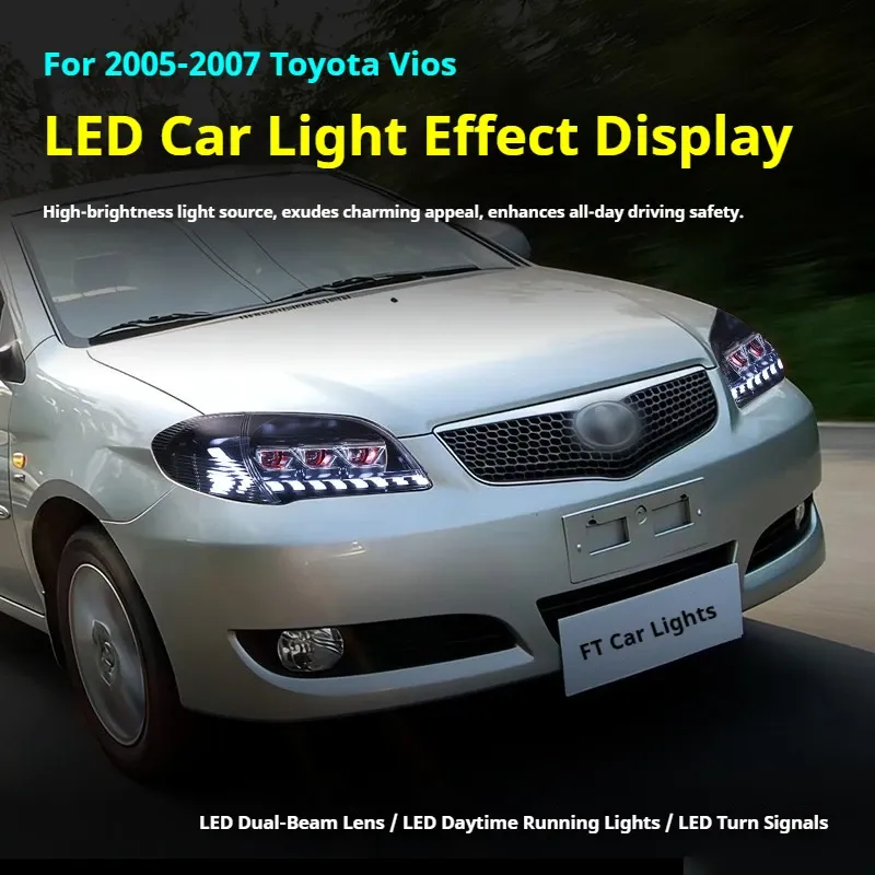 Фары передние LED с ходовыми огнями для Toyota Vios (2005-2007), комплект, комплект, FT Carlight Carlight — фото 5