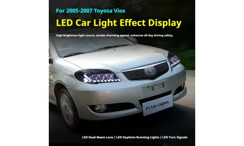 Фары передние LED с ходовыми огнями для Toyota Vios (2005-2007), комплект, комплект, FT Carlight Carlight — фото 5