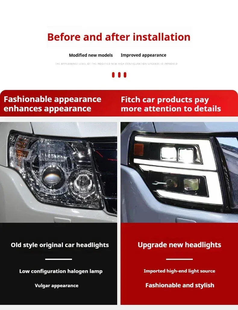 Фары передние LED с ходовыми огнями для Mitsubishi Pajero V93/V97 (2009-2021), комплект, комплект, FT Carlight Carlight — фото 7