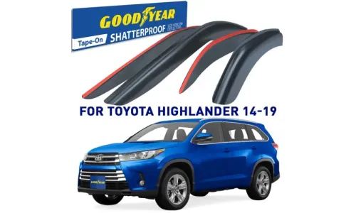 Дефлекторы боковых окон 2014-2019 Toyota Highlander, накладные, GoodYear — фото 1