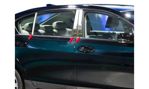 Накладки стоек дверей из нержавеющей стали 6 шт отделка окон QAA для Acura RLX 2014-2020 — фото 1