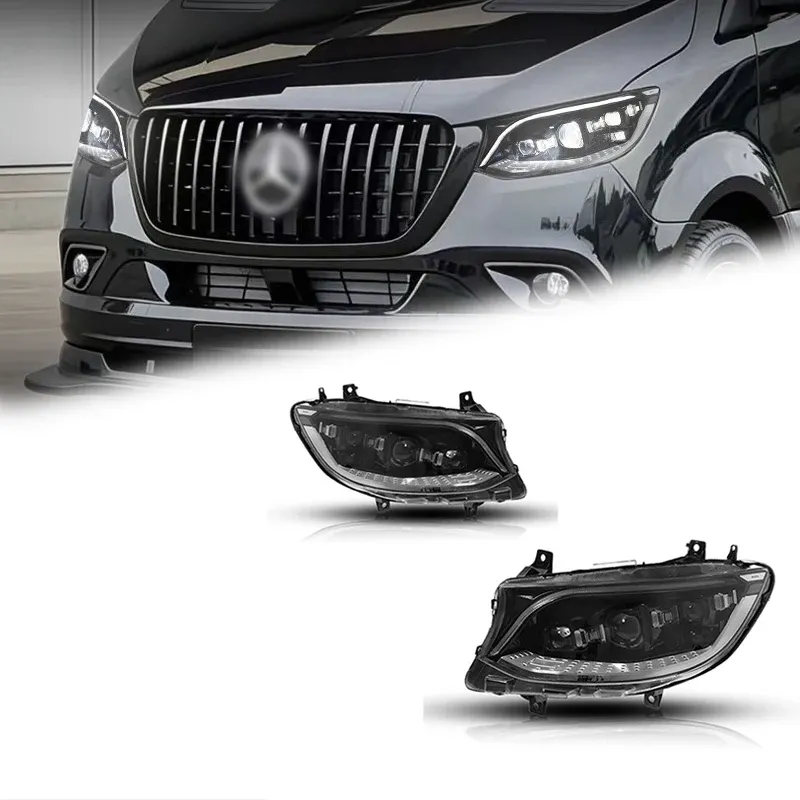 Фары передние LED с ходовыми огнями для Mercedes Sprinter W907 (2019-2026), комплект, комплект, FT Carlight Carlight — фото 1