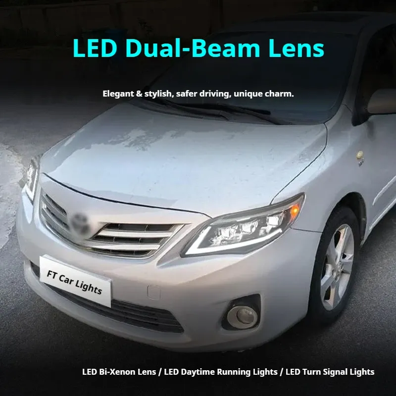 Фары передние LED с ходовыми огнями для Toyota Corolla (2011-2013), комплект, комплект, FT Carlight Carlight — фото 4