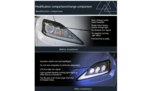 Фары передние LED с ходовыми огнями для Lexus IS (2006-2012), комплект, комплект, FT Carlight Carlight — фото 6