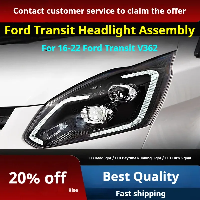 Фары передние LED с ходовыми огнями для Ford Tourneo Custom / Transit V362 (2016-2022), комплект, комплект, FT Carlight Carlight — фото 2