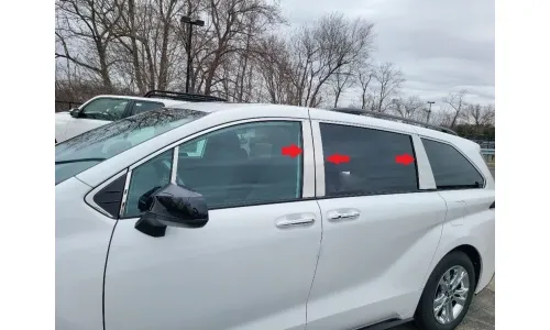Накладки на стойки дверей 6шт. комплект для Toyota Sienna 2022-2023 — фото 1