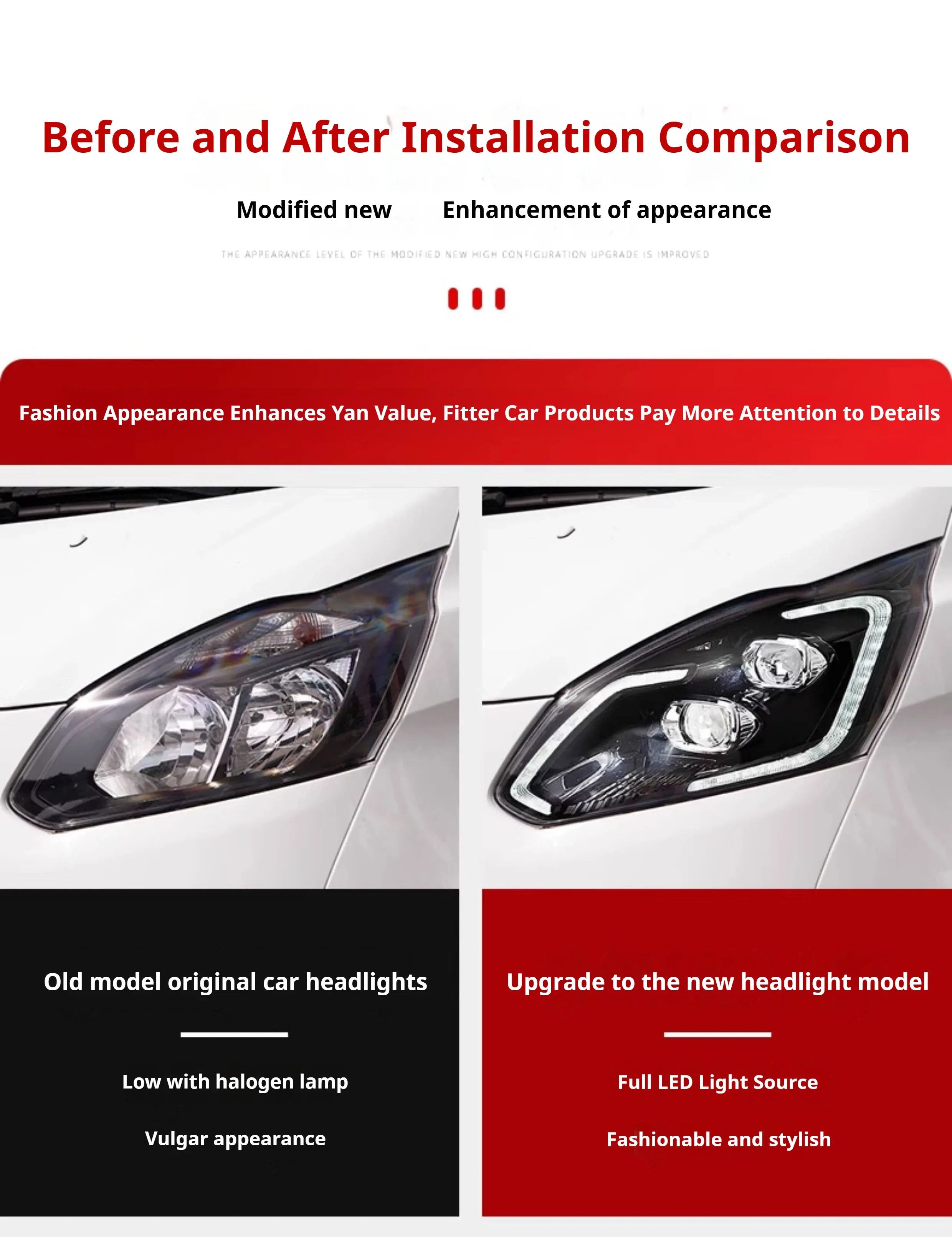 Фары передние LED с ходовыми огнями для Ford Tourneo Custom / Transit V362 (2016-2022), комплект, комплект, FT Carlight Carlight — фото 7