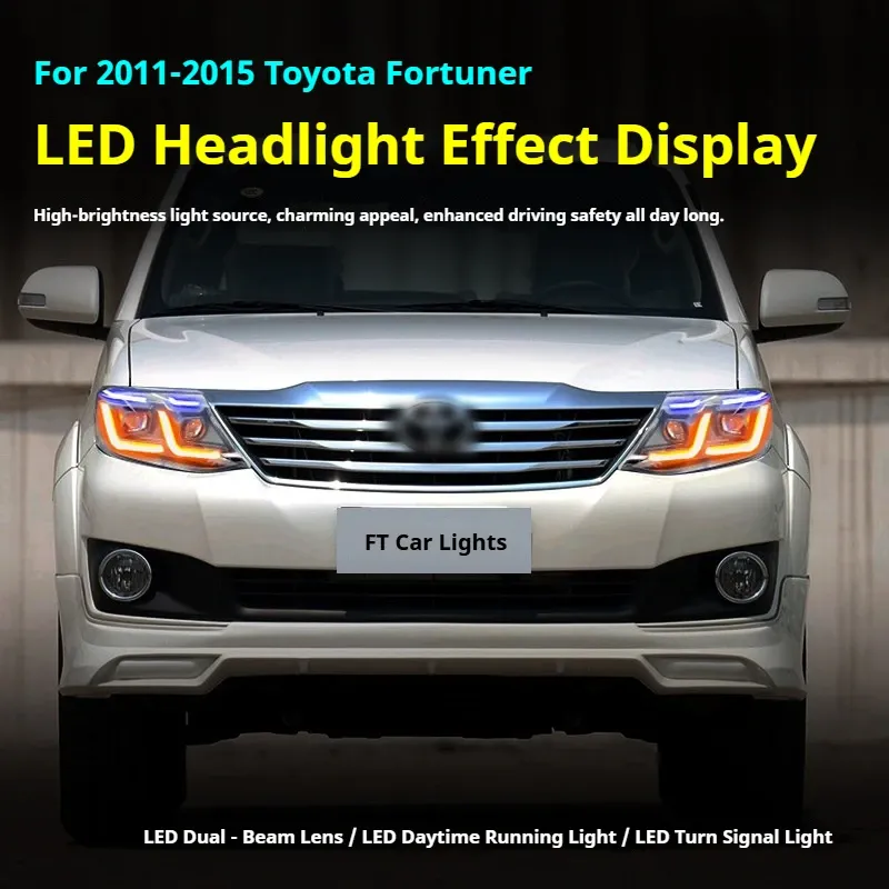 Фары передние LED с ходовыми огнями для Toyota Fortuner (2011-2015), комплект, комплект, FT Carlight Carlight — фото 7