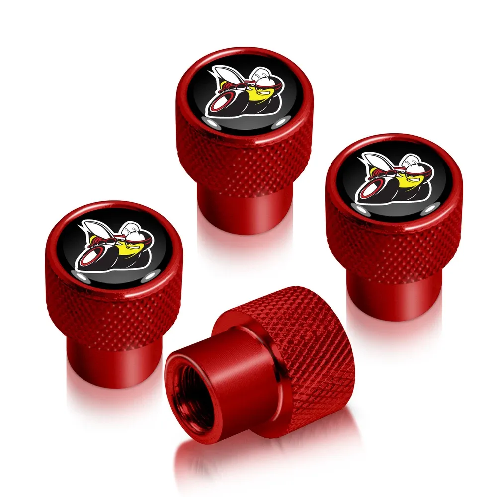 Колпачки ниппелей Dodge Scat-Pack Full Color на черном фоне в красном корпусе — фото 1