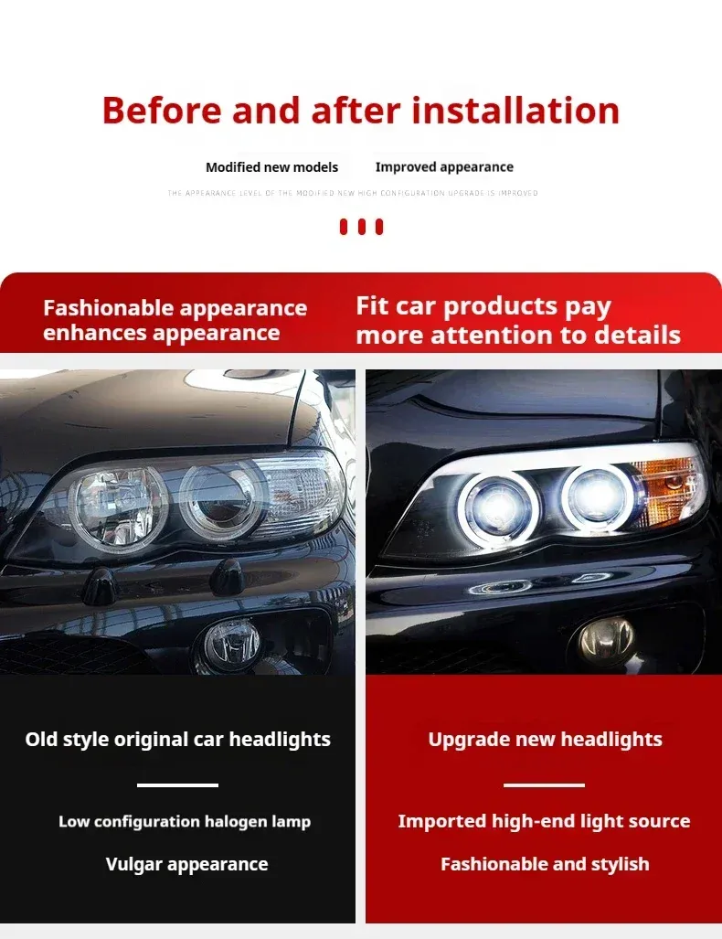 Фары передние LED с ходовыми огнями для BMW X5 E53 (2004-2006), комплект, комплект, FT Carlight Carlight — фото 6