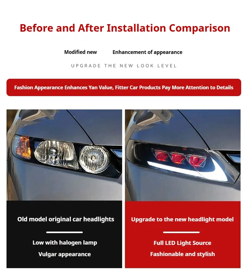 Фары передние LED с ходовыми огнями для Honda Civic 8 (2006-2011), комплект, FT Carlight — фото 6