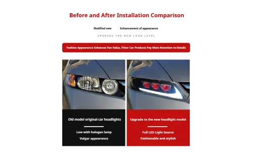Фары передние LED с ходовыми огнями для Honda Civic 8 (2006-2011), комплект, FT Carlight — фото 6