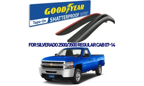 Дефлекторы боковых окон 2007-2014 Chevy Silverado 2500 Regular Cab, накладные, GoodYear — фото 1