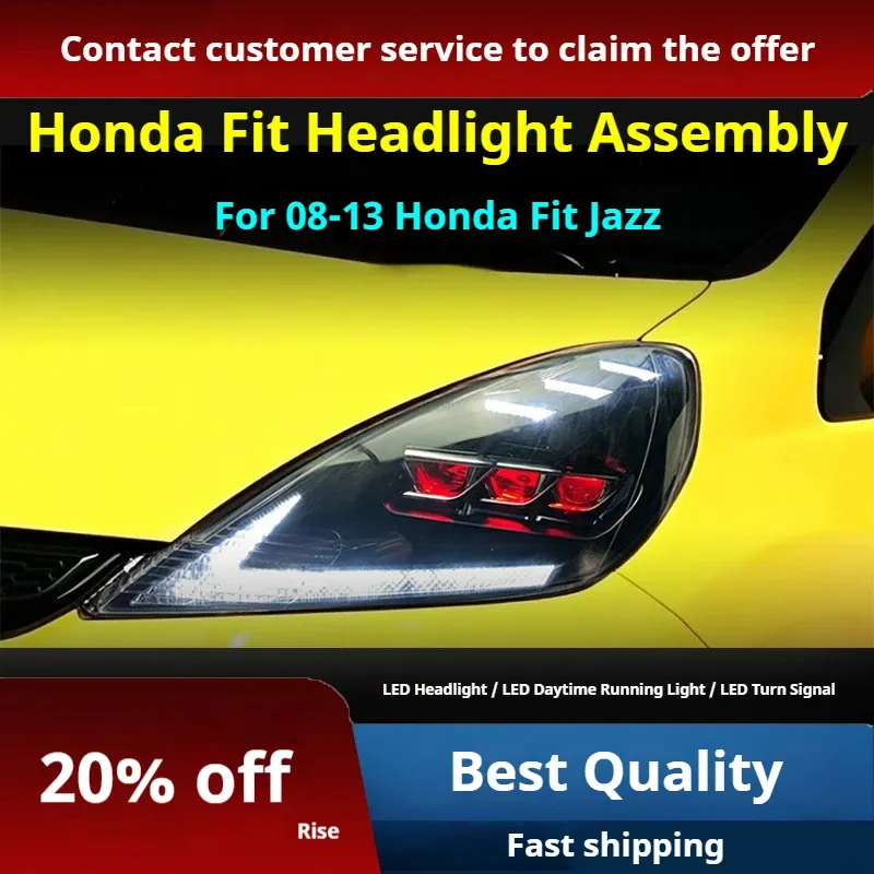 Фары передние LED с ходовыми огнями для Honda Fit Jazz GK5 (2008-2013), комплект, комплект, FT Carlight Carlight — фото 2