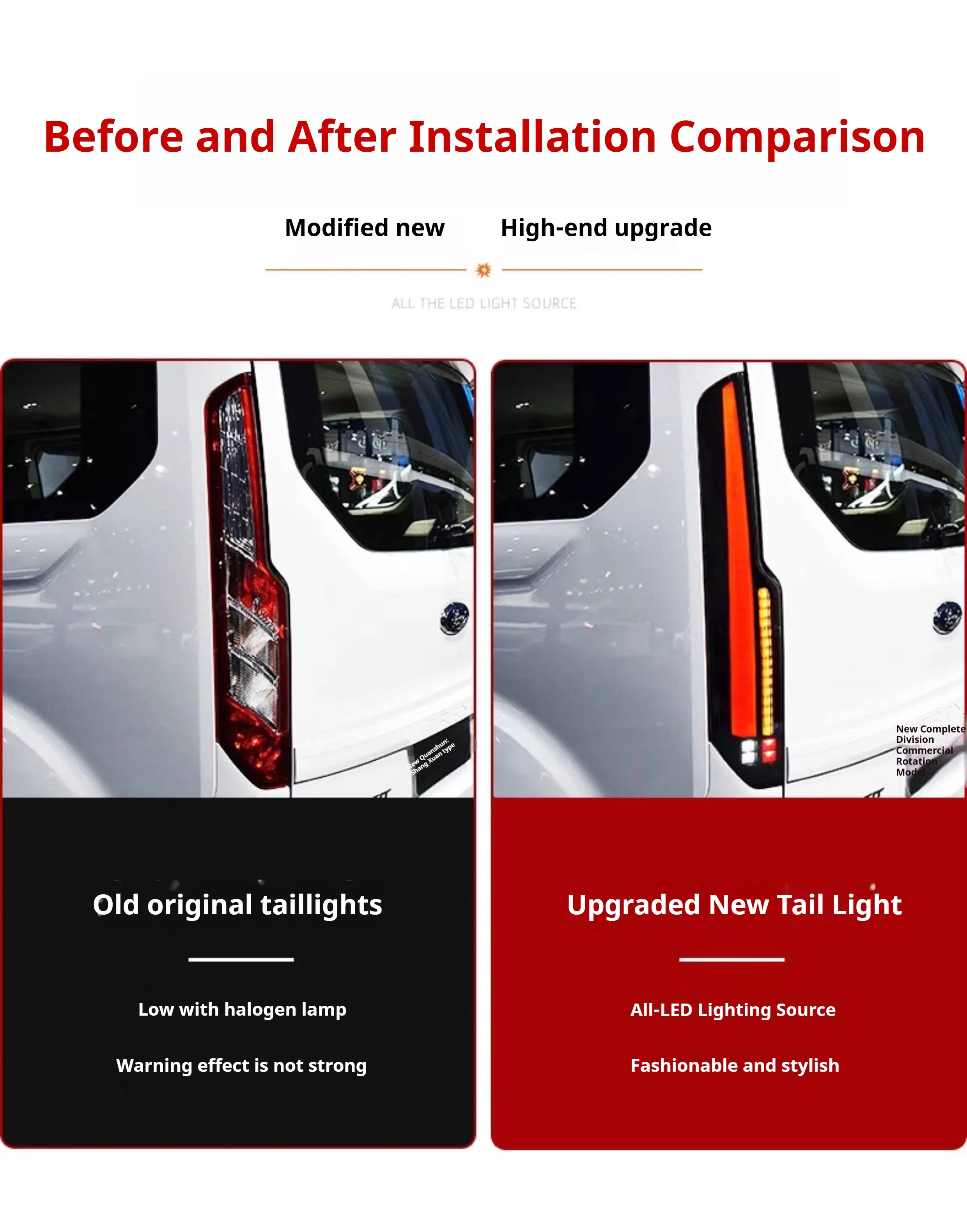 Задние LED-фонари динамический поворотник для Ford Tourneo Custom / Transit V362 (2016-2022), комплект, комплект, FT Carlight Carlight — фото 7