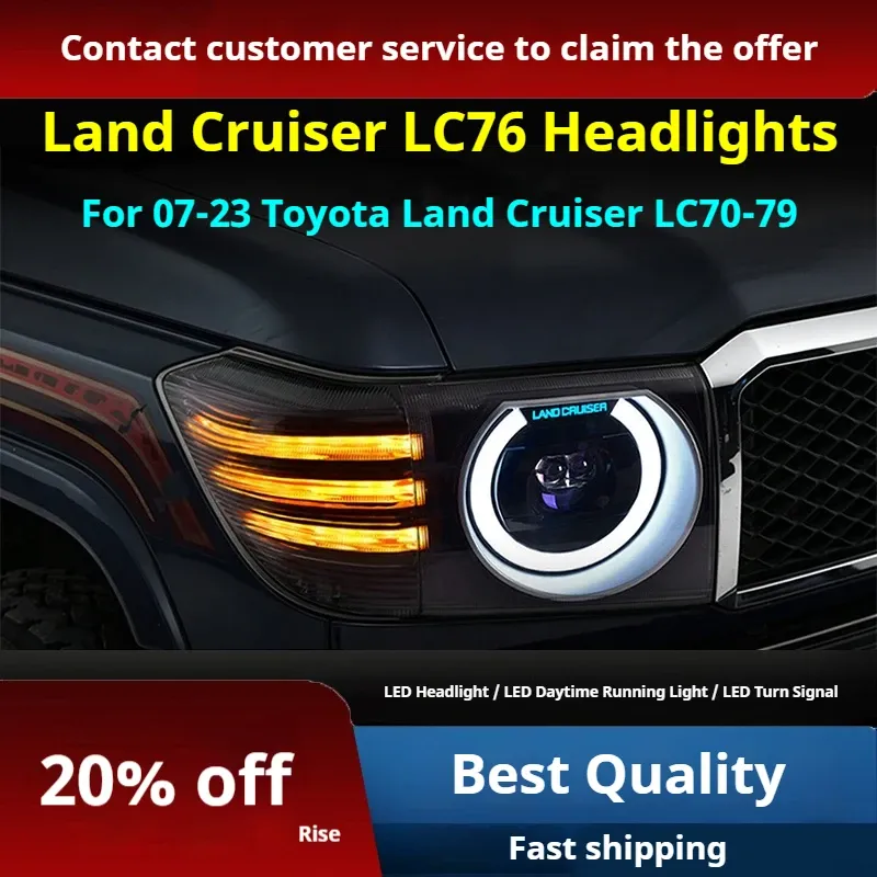 Фары передние LED с ходовыми огнями для Toyota Land Cruiser 70 (2007-2023), комплект, комплект, FT Carlight Carlight — фото 2