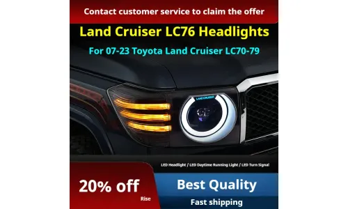 Фары передние LED с ходовыми огнями для Toyota Land Cruiser 70 (2007-2023), комплект, комплект, FT Carlight Carlight — фото 2