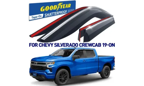Дефлекторы боковых окон 19-24 Chevy Silverado Crew Cab 1500/2500, накладные, GoodYear — фото 1