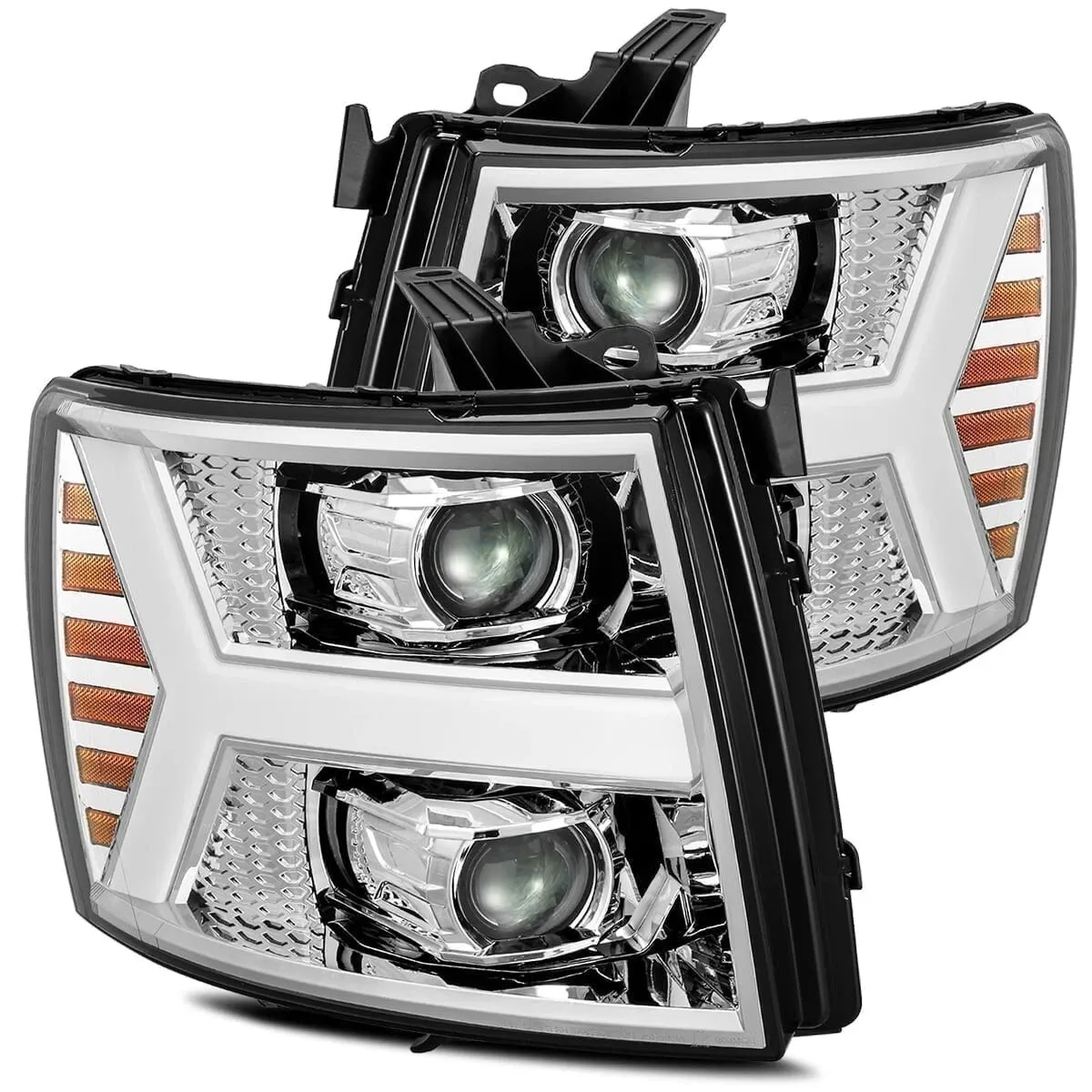 Фары проекторные светодиодные Chrome LUXX для Chevy Silverado 2007–2013, AlphaRex — фото 3