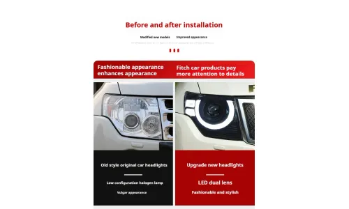 Фары передние LED с ходовыми огнями для Mitsubishi Pajero (2005-2021), комплект, комплект, FT Carlight Carlight — фото 6