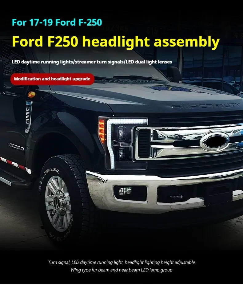 Фары передние LED с ходовыми огнями для Ford F-250 (2017-2019), комплект, комплект, FT Carlight Carlight — фото 5