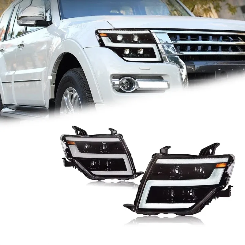 Фары передние LED с ходовыми огнями для Mitsubishi Pajero V97 (2005-2021), комплект, комплект, FT Carlight Carlight — фото 1