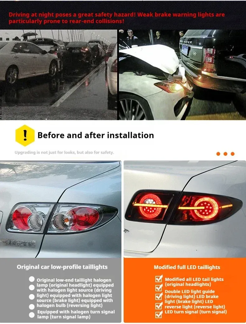 Задние LED-фонари динамический поворотник для Mazda 6 (2003-2015), комплект, комплект, FT Carlight Carlight — фото 7