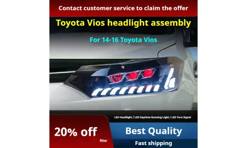 Фары передние LED с ходовыми огнями для Toyota Vios (2014-2016), комплект, комплект, FT Carlight Carlight — фото 2