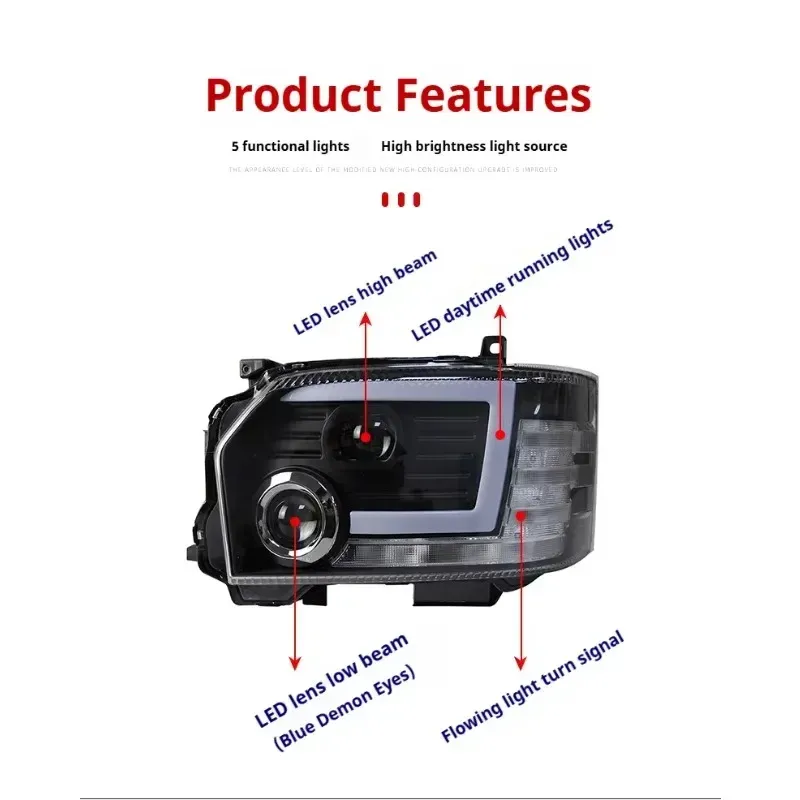 Фары Full LED проектор ДХО для Toyota Hiace (2005-2018), комплект, комплект, FT Carlight Carlight — фото 7