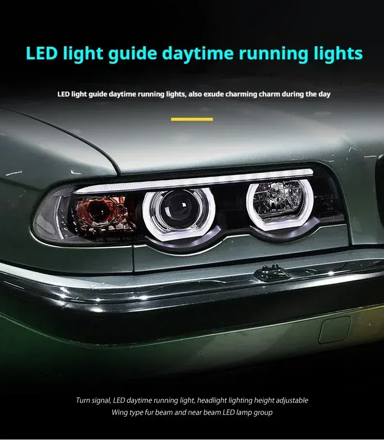 Фары передние LED с ходовыми огнями для BMW 7 E38 (1998-2002), комплект, FT Carlight — фото 2