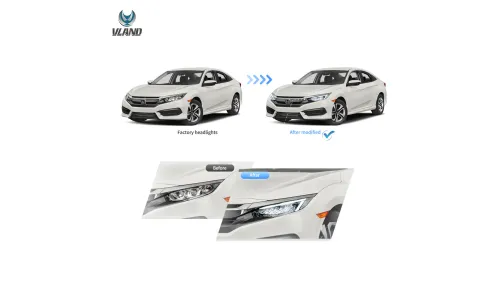 Фары VLAND LED отражатели хромированный корпус для Honda Civic 10 (2016-2021) — фото 6