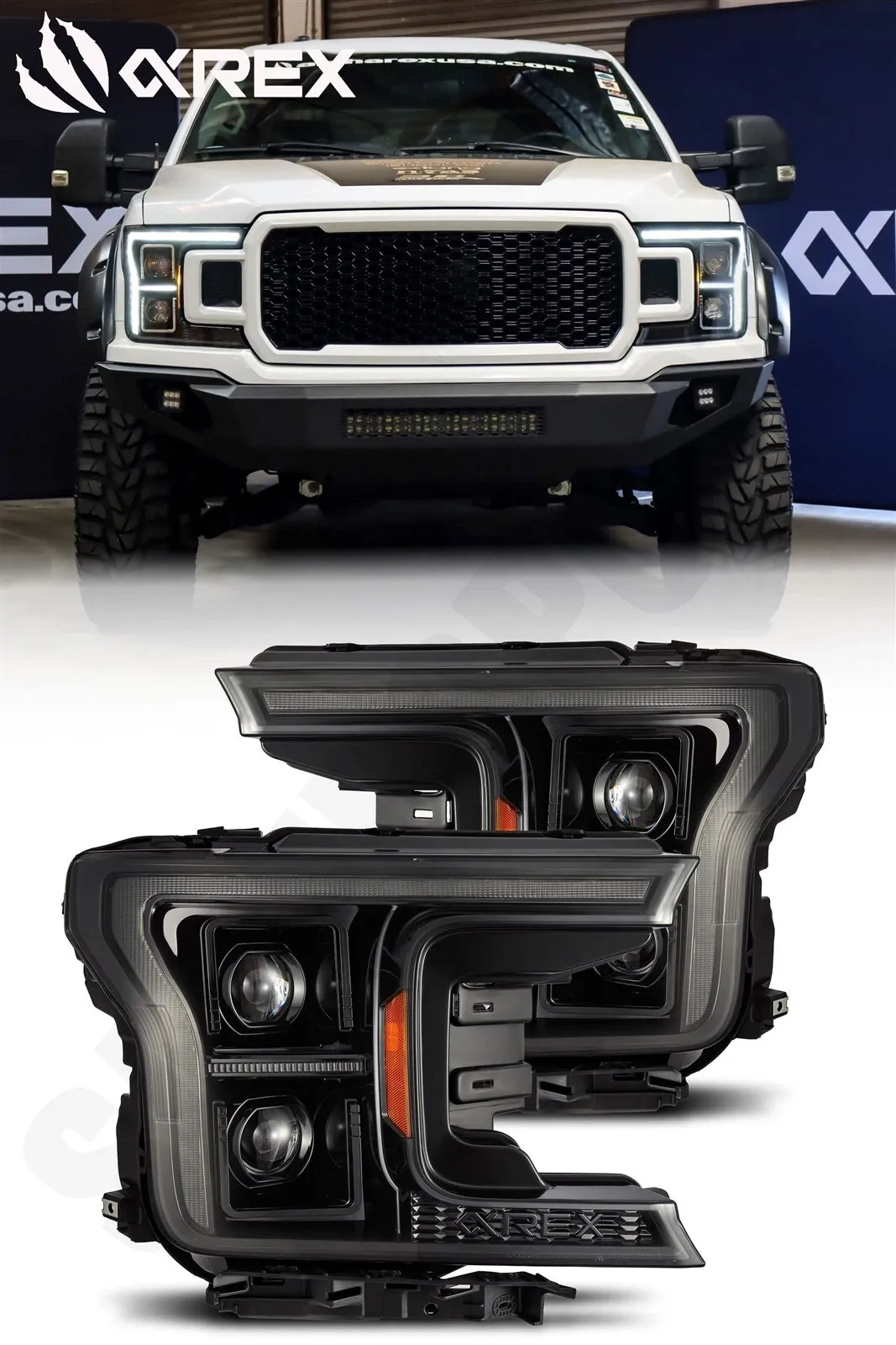 Фары светодиодные Luxx G2 Alpha-Black для Ford F-150 XL/XLT 2018–2020, AlphaRex — фото 1