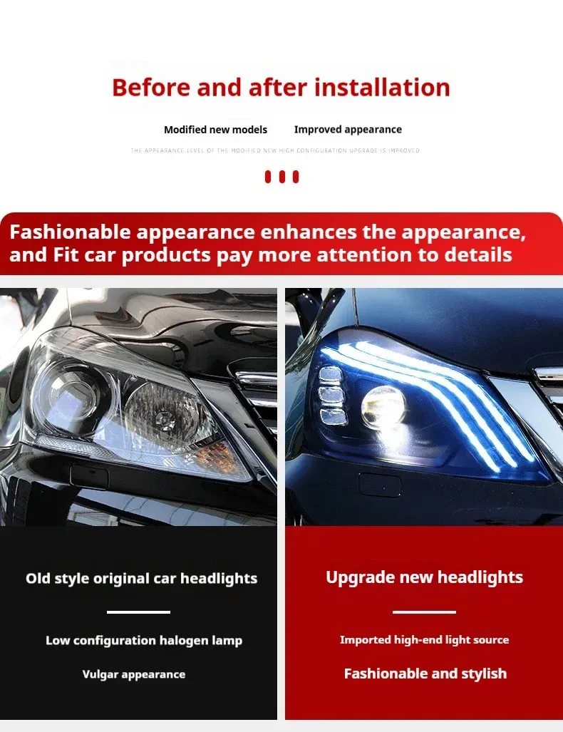 Фары передние LED с ходовыми огнями для Toyota Crown (2010-2012), комплект, FT Carlight — фото 6