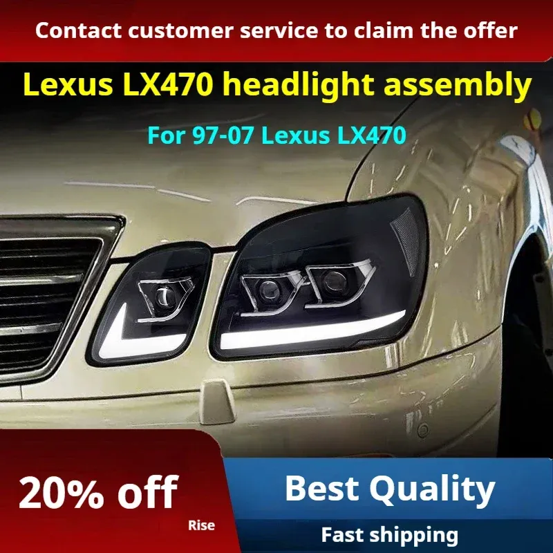Фары передние LED с ходовыми огнями для Lexus LX470 (1997-2007), комплект, FT Carlight — фото 2
