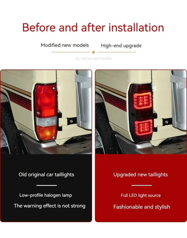 Задние LED-фонари динамический поворотник для Toyota Land Cruiser 70 (1984-2021), комплект, комплект, FT Carlight Carlight — фото 7