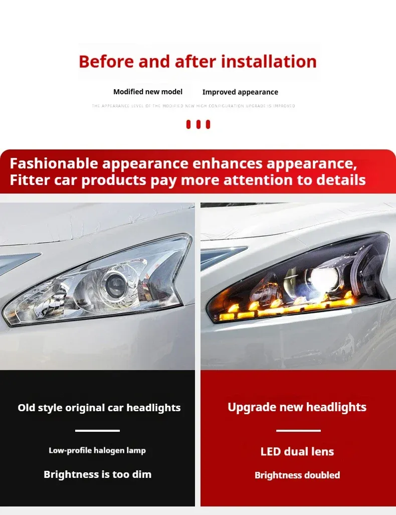 Фары передние LED с ходовыми огнями для Nissan Teana/Altima (2013-2015), комплект, комплект, FT Carlight Carlight — фото 7