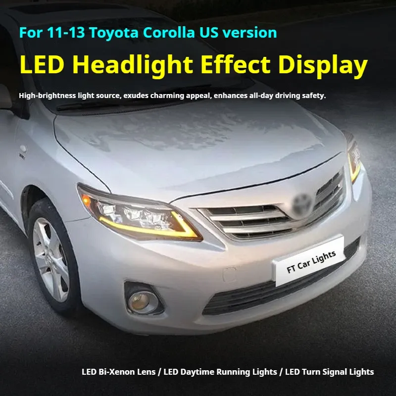 Фары передние LED с ходовыми огнями для Toyota Corolla (2011-2013), комплект, комплект, FT Carlight Carlight — фото 5