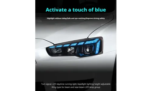 Фары передние LED с ходовыми огнями для Mitsubishi Lancer EX (2008-2018), комплект, комплект, FT Carlight Carlight — фото 7