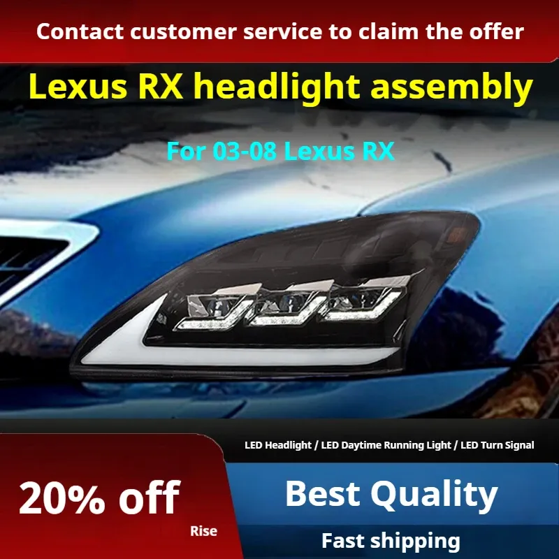 Фары передние LED с ходовыми огнями для Lexus RX300/RX350 (2003-2008), комплект, комплект, FT Carlight Carlight — фото 2
