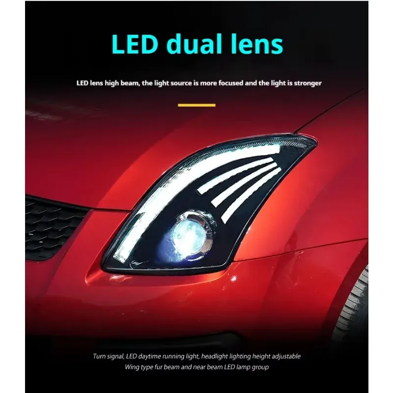 Фары передние LED с ходовыми огнями для Suzuki Swift (2005-2016), комплект, комплект, FT Carlight Carlight — фото 3