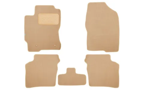 Коврики в салон Klever Premium TOYOTA Prius 2003-2005, 2005-2011, хэтчбек, 5 шт. (текстиль, бежевые) / Тойота Приус — фото 1
