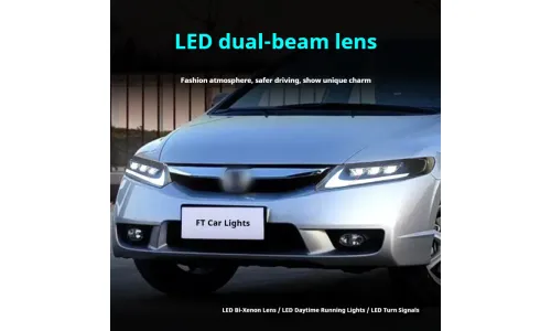 Фары передние LED с ходовыми огнями для Honda Civic 8 (2006-2011), комплект, FT Carlight — фото 4